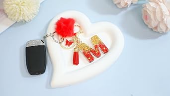 MWOOT Initial keychain, Resin Letter A keychain, Cute Car